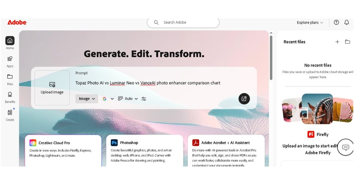 Adobe Firefly AI image generation and editing interface