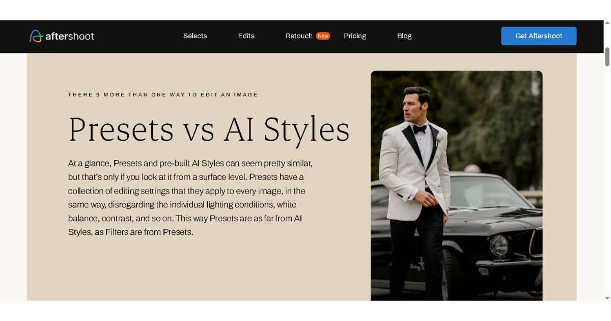 Aftershoot AI editing styles versus traditional presets comparison