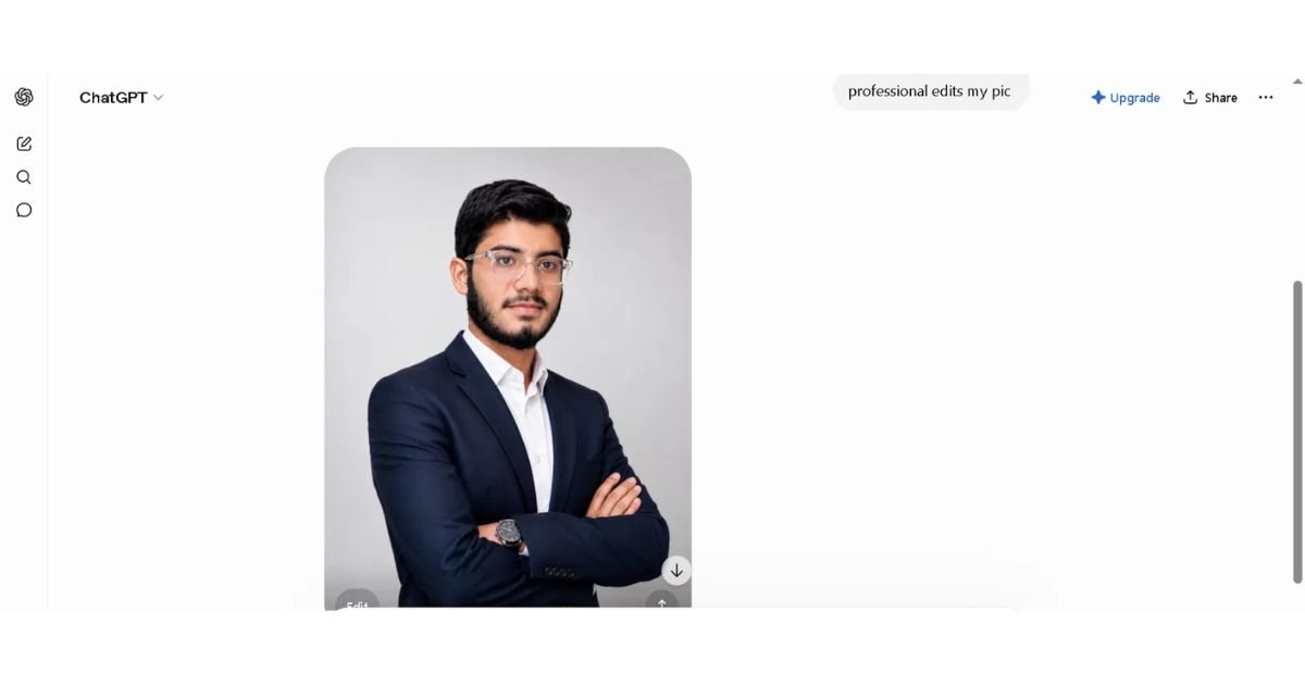 ChatGPT AI image editing result with professional background