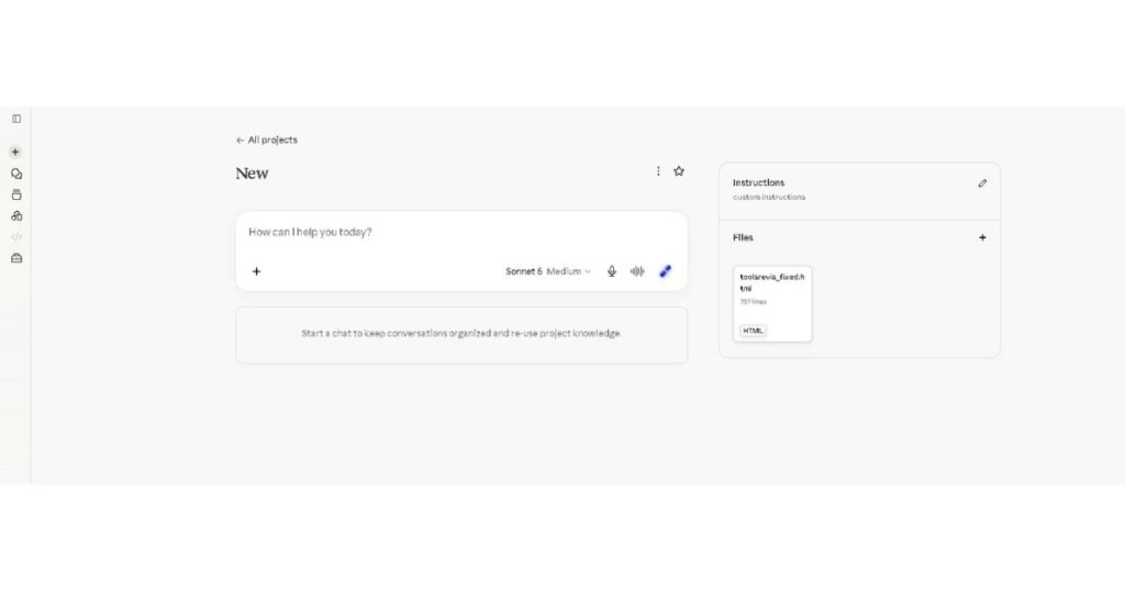 Claude Projects workspace interface with uploaded files