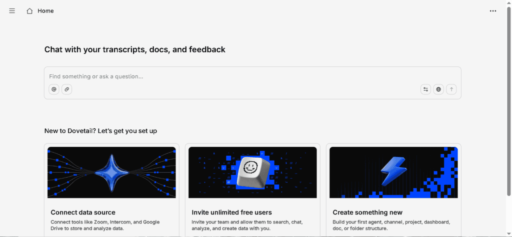 Dovetail's AI chat interface answering research questions from uploaded customer data