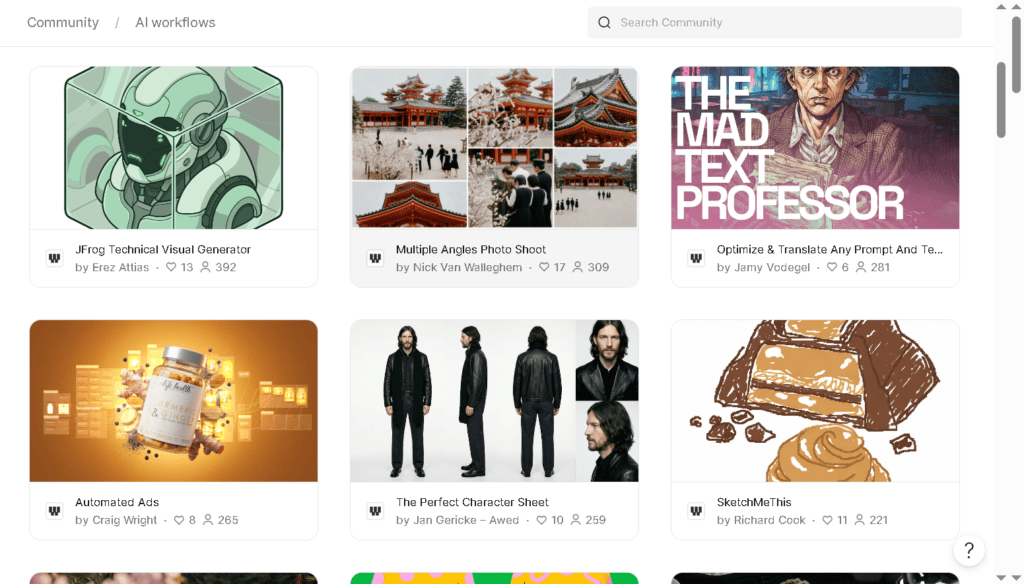 Figma's AI workflows community gallery showcasing generative design examples