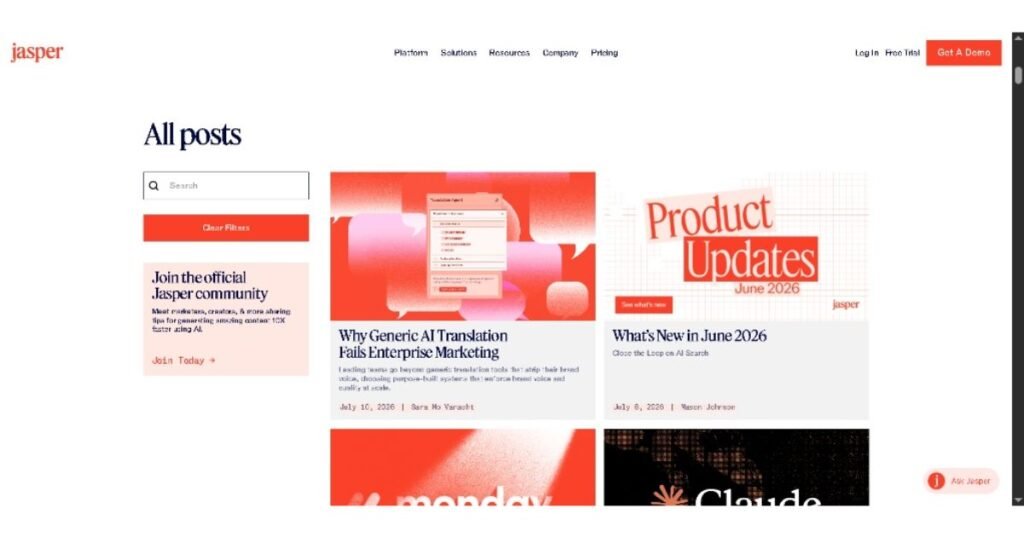 Jasper GEO Hub dashboard tracking brand presence and citation rate