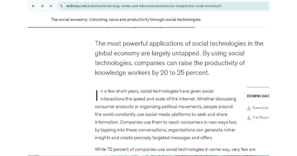 McKinsey Global Institute research chart on time spent searching for workplace information