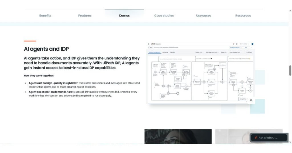 UiPath Maestro dashboard showing an automated loan origination workflow with connected process steps