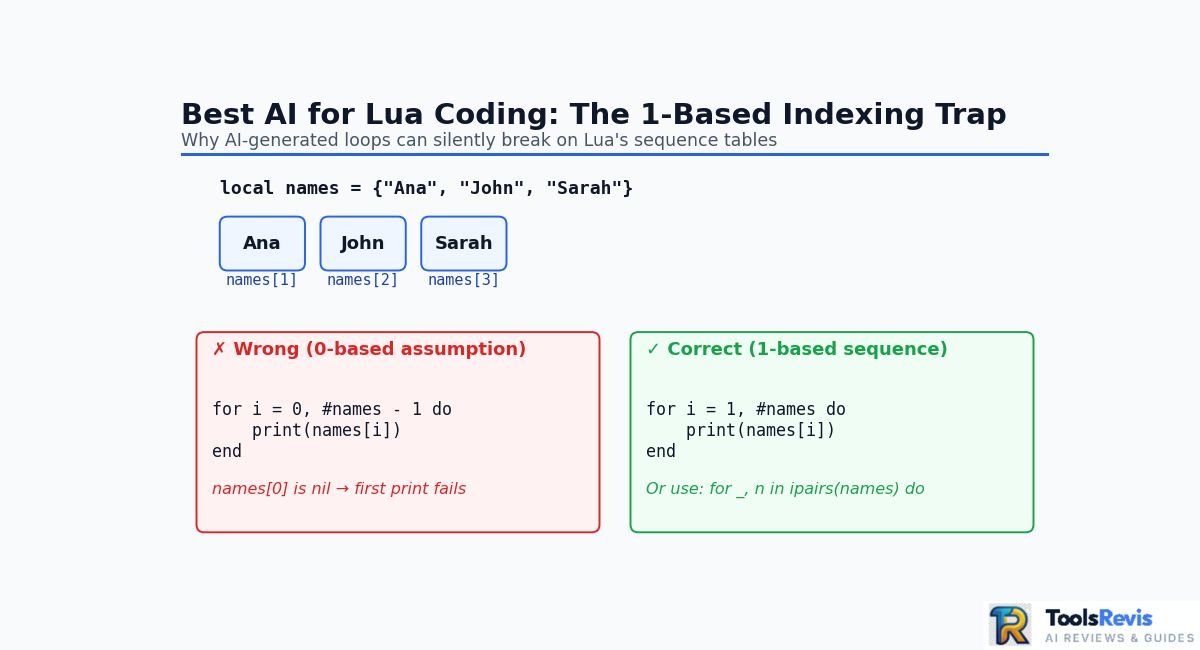Best AI for Lua Coding example of the 1-based indexing trap in Lua