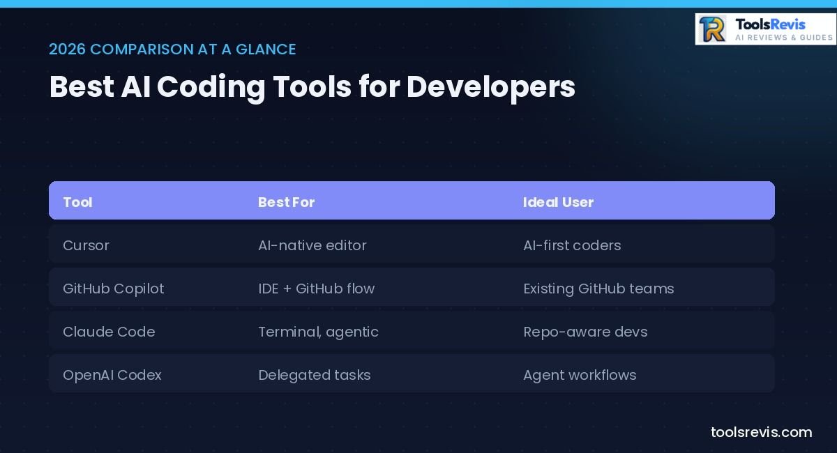 Droven.io Best Tech Tools for Developers – 2026 AI coding tools comparison table