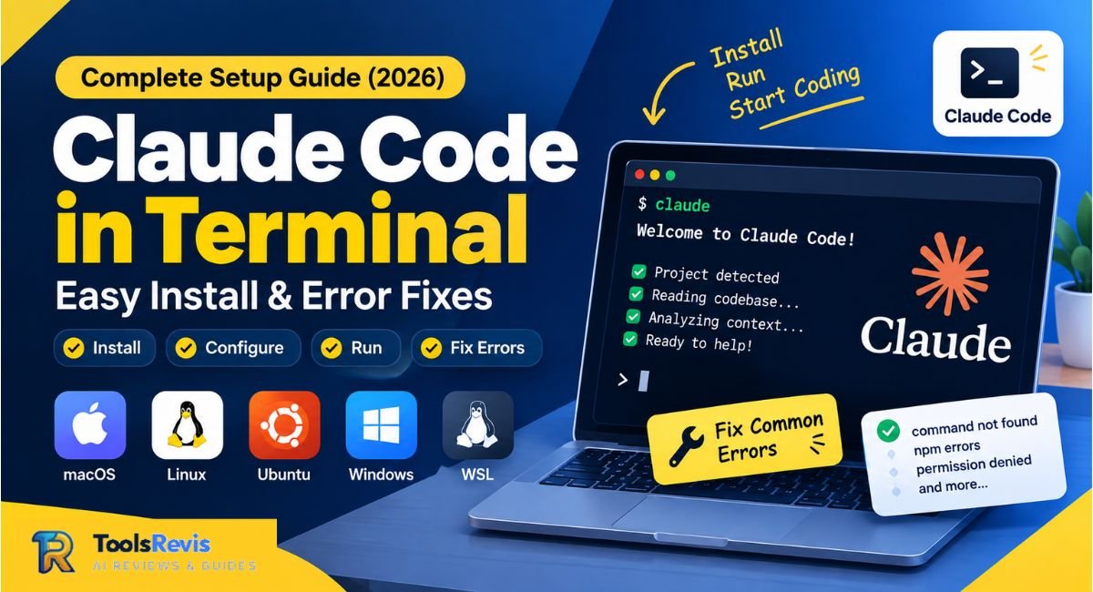 Claude Code in Terminal setup guide 2026 with installation and error fixes